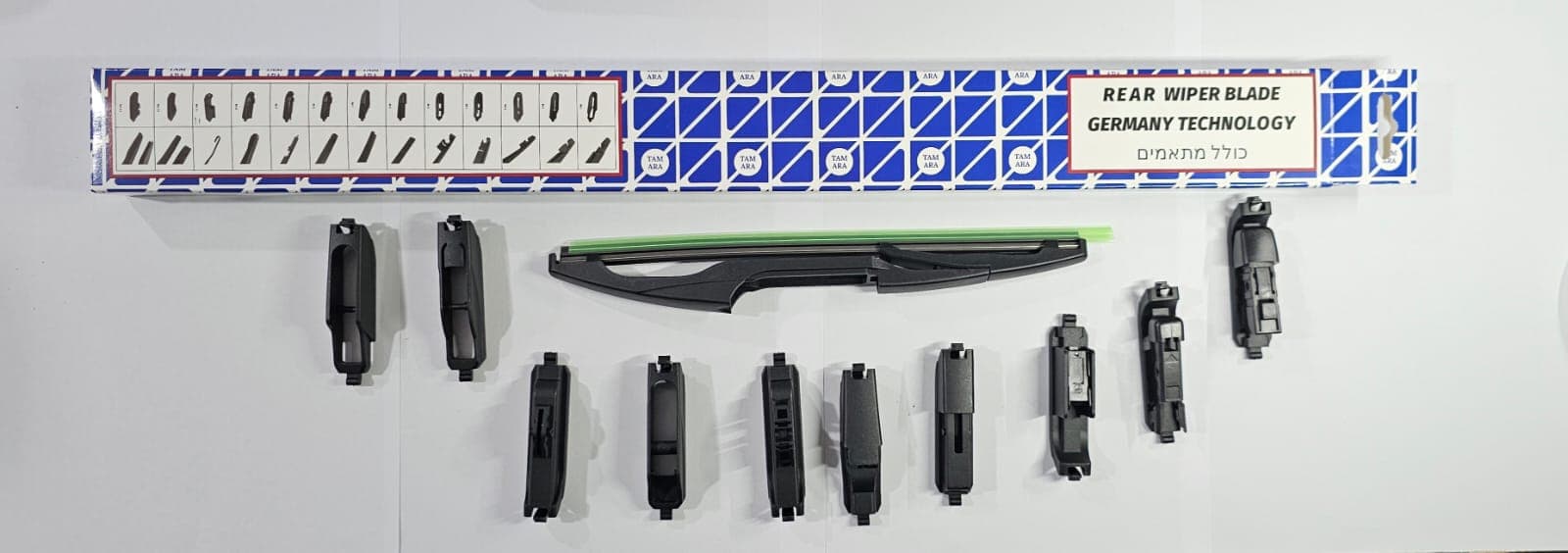 מגב אחורי כחול 10" עם 13 מתאמים שמשה אחורית